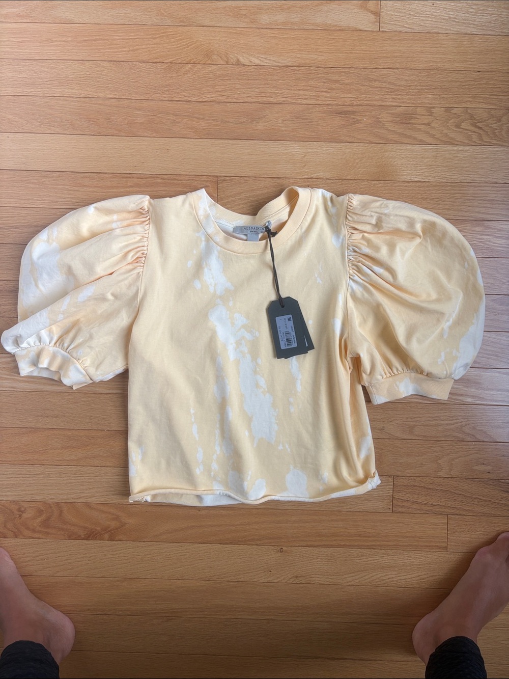AllSaints Pale orange
 Puff Sleeve Tie-Dye Tee